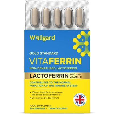 Wellgard Vitaferrin  Triple Action Immune Supplement Colostrum Lactoferrin, Zinc & Vitamin C, Immunity Supplement, 30 Capsules