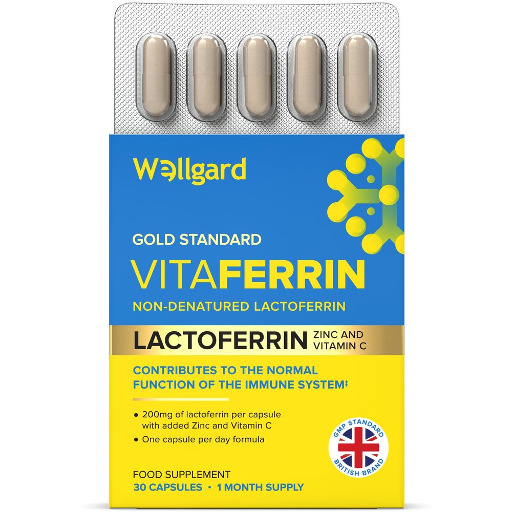 Wellgard Vitaferrin Triple Action Immune Supplement Colostrum Lactoferrin, Zinc & Vitamin C, Immunity Supplement, 30 Capsules