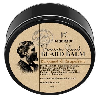Beard Balm Sandalwood | Oud Natural Beard Taming Styling, 50g (Bergamot & Grapefruit)