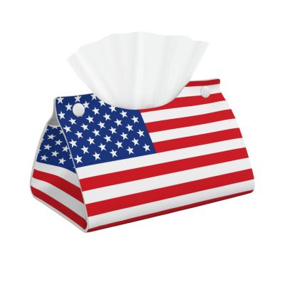 America Flags3 Tissue Box Cover, Modern Long Tissue Box Holder, Foldable Leather Tissue Box Accessories for Bathroom, Office Desk, Car, Tabletop, Home Decor