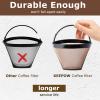 KEEPOW Reusable Coffee Filter Replacement 14 cup Compatible with Cuisinart DCC-3200 DCC-1200 Coffee Maker, Gold Tone Coffee Filter Basket 10 12 14 Cup, 1+6 view 2