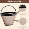 KEEPOW Reusable Coffee Filter Replacement 14 cup Compatible with Cuisinart DCC-3200 DCC-1200 Coffee Maker, Gold Tone Coffee Filter Basket 10 12 14 Cup, 1+6 view 4