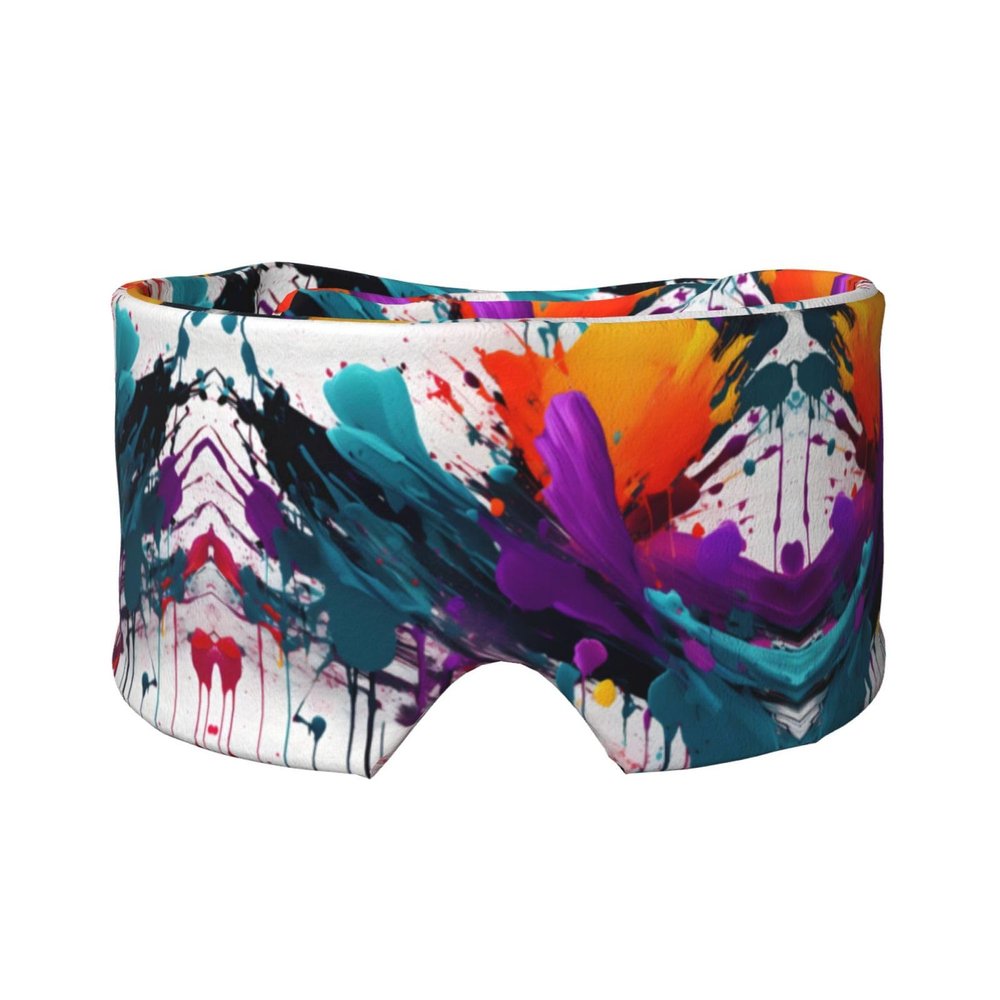Ultra Thin Breathable Sleep Mask Ear Muff Eye Mask with Paint Splatter for Adjustable Sound Sleep