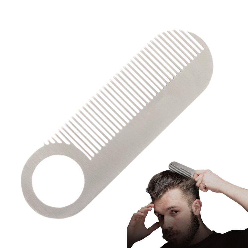 Stainless Steel Moustache Comb - Small Pocket Comb | Travel Comb for Finer Hair, Styling Comb, Comfortable Hair Comb for Daily Grooming