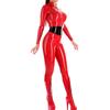 TUNAYI Black and Red Latex Catsuit with Trims Around Wasit Front Zipper Crotch Rubber Bodysuit Zentai Body Suit-Black with White-Female XL view 1