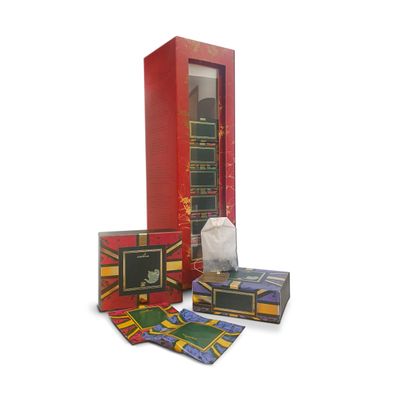 Charbrew Red Tea Stack British Themed Union Jack 8 Box Tea Stack Assortment Gift Box 40 Individually Wrapped Teabags 8 Mix Blends Including Classic & Herbal/Fruit