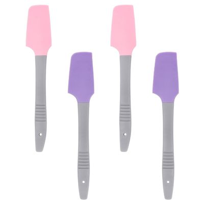 minkissy 4pcs Silicone Wax Spatulas Portable Multi-function Hair Removal Sticks for Women Professional Facial and Body Waxing Tools in Purple and Pink