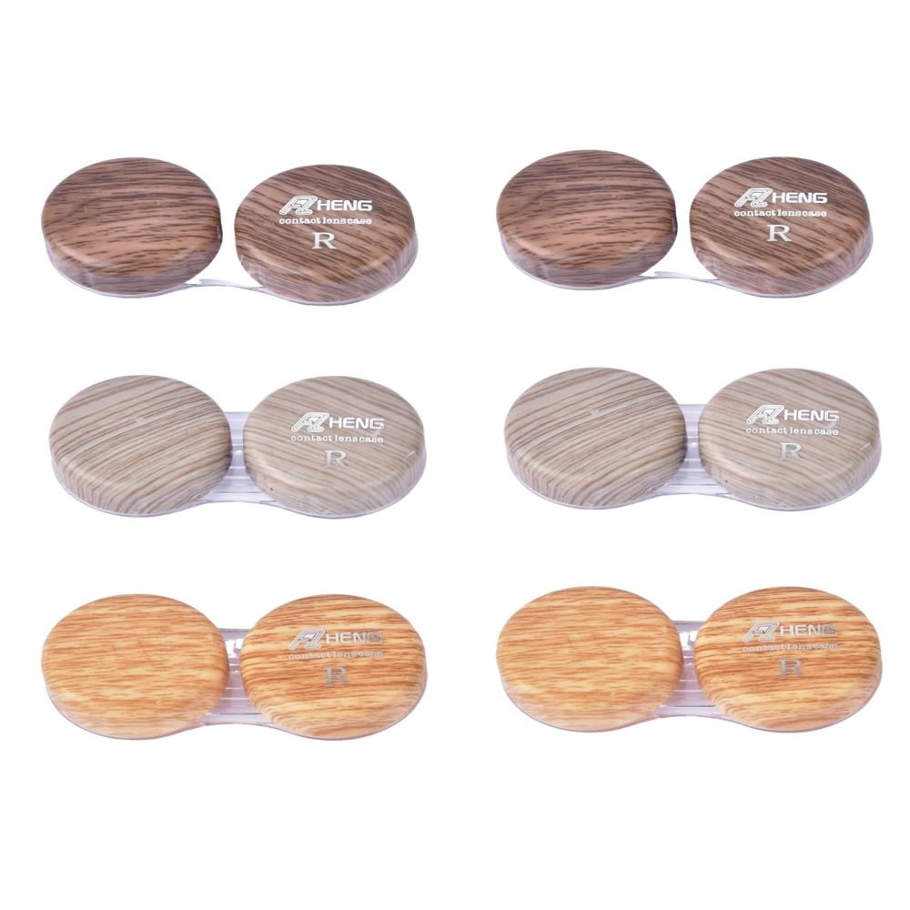 bepisof Contact Lens Case - Dual Case with Leather Ring, Leak-Proof and Portable(3Colors6Pack)