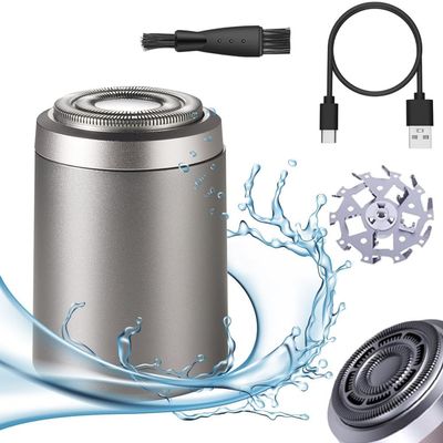 FreshCart Basics 2024 Portable Electric Mini Shaver Men, 2 in 1 Waterproof Wireless Rotary Shaver for Face & Body, Wet & Dry, Silver