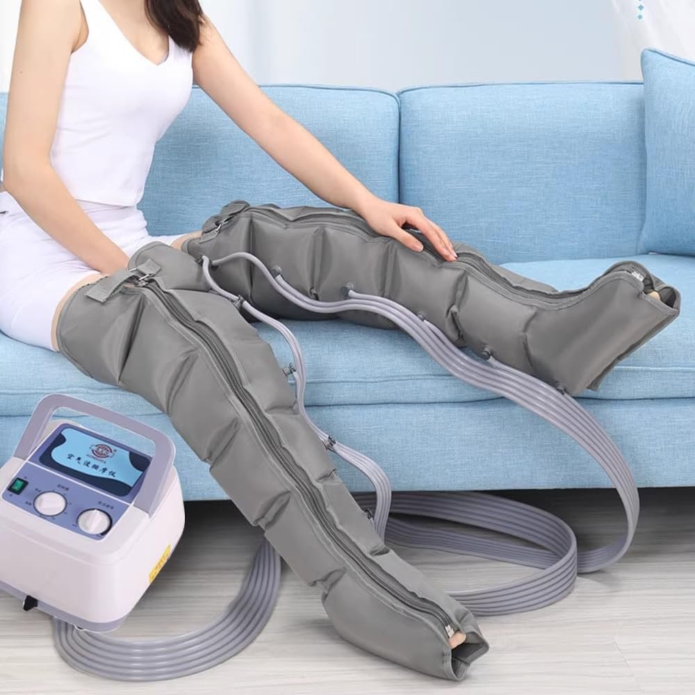 6 Cavity Lymphatic Drainage Leg Massager, Electric Leg Air Compression Massager for Circulation Arm Leg Waist Wraps Foot Ankles Calf Massage Machine Pain Relax