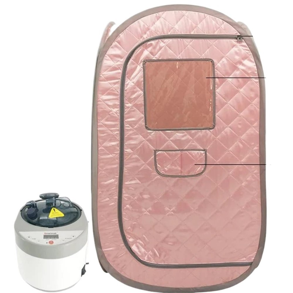 AOEGBY Steam Box Portable Steam Sauna Set Foldable One Person SPA Tent With 4L Larger Steamer,Remote Control Home Sauna(Pink)