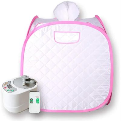 AOEGBY Steam Box Portable Sauna Kit One Person Full Body At Home Spa Hat Tent Include 2L Steamer With Remote Control Home Sauna(Pink-border)