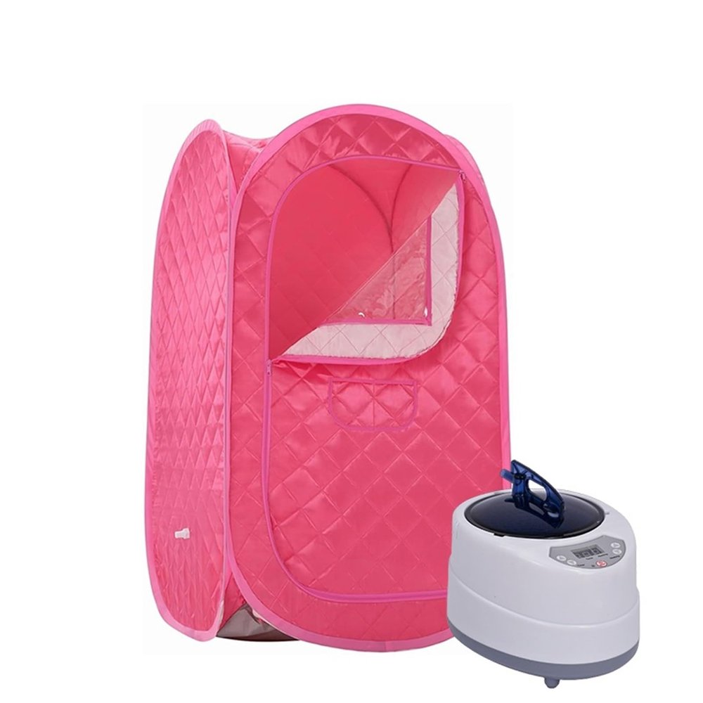 AOEGBY Steam Box Portable Sauna For Home Full Body Portable Steam Saunas Fold-able With 2L 1000 Watt Steamer Home Sauna(Rose Red Set)