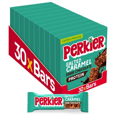 Perkier High Fibre Snack Bars, Salted Caramel & Dark Chocolate, 30 Bars