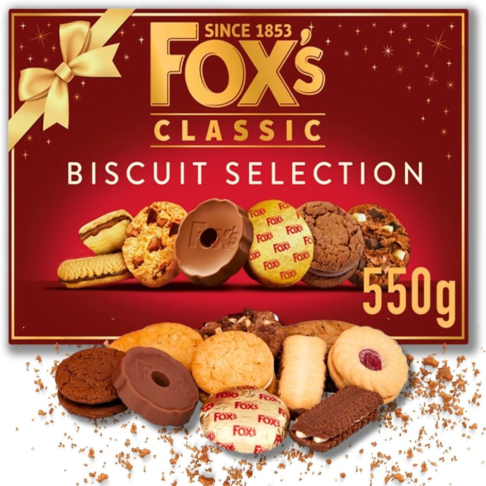 Fox's Fabulously Biscuit Selection Assortment Luxury Box, Perfect for Christmas Gifts, Cookies, Featuring Milk Chocolate Rounds, Viennese Fingers, Jam Creams (1 Box)