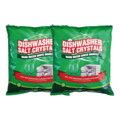 Dishwasher Salt 1kg (Pack of 2) | Pure Salt for Sparkling Clean Dishes & Limescale Prevention | Water Softener | Eco-Friendly Cleaner