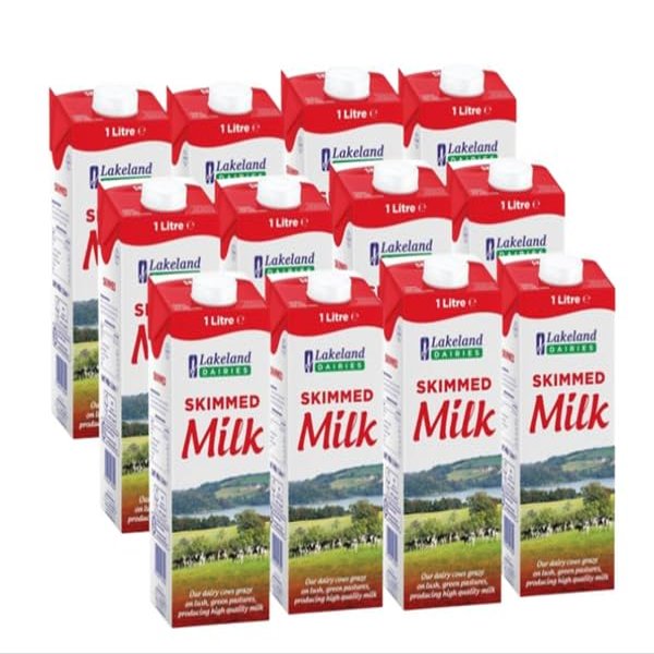 Skimmed 12 x 1L Lakeland Milk | Cartons | Long Life | Ambient Storage