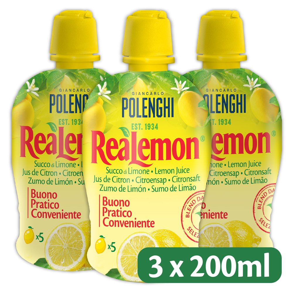 ReaLemon Lemon Juice 3 x 200ml - Tasty, Practical, Convenient - Blended from Selected Origins