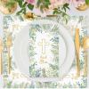 100PCS Greenery Religious Paper Napkins 3 Ply Blessed Cross Disposable Hand Towels for Bathroom Decorative Eucalyptus Guest Napkins for First Communion Holy Baptism Wedding Religious Party Supplies view 4
