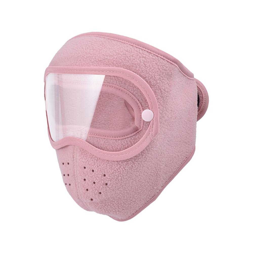 BaronHong Winter Fleece Mask, Warm Full Coverage Face Mask, Windproof, Breathable, Thickened, Dustproof, Reusable (Pink, M)