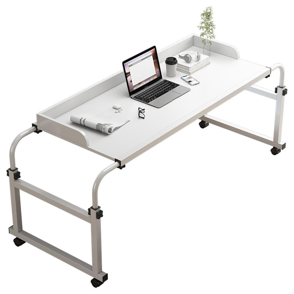 YHKJLYH Overbed Table Rolling Overbed Table for Twin/Full/Queen/King Size Bed Frame - Mobile Laptop Desk with Wheels - Adjustable Height Rolling Bed Table for Computer Work and Dining