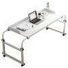 YHKJLYH Overbed Table Rolling Overbed Table for Twin/Full/Queen/King Size Bed Frame - Mobile Laptop Desk with Wheels - Adjustable Height Rolling Bed Table for Computer Work and Dining view 1
