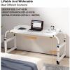 YHKJLYH Overbed Table Rolling Overbed Table for Twin/Full/Queen/King Size Bed Frame - Mobile Laptop Desk with Wheels - Adjustable Height Rolling Bed Table for Computer Work and Dining view 2