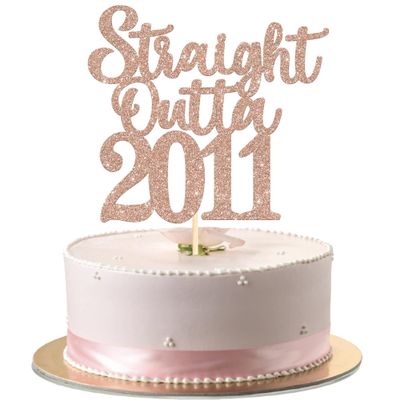 1 Pack 15th Birthday Cake Topper Glitter Straight Outta 2010 Fifteen Awesome Since 2010 Cake Pick 15 Fabulous Cupcake Decorations for 15th Birthday Wedding Anniversary Party Supplies Rose Gold
