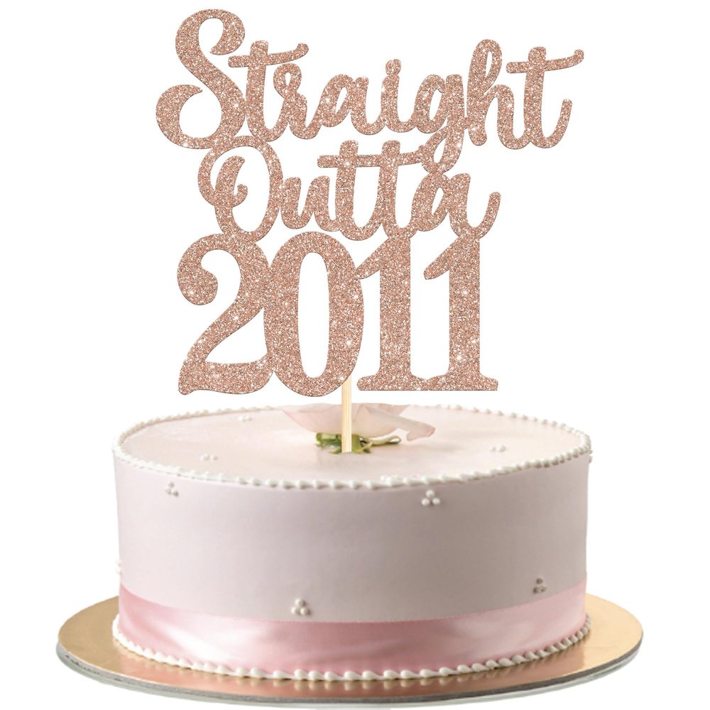 1 Pack 15th Birthday Cake Topper Glitter Straight Outta 2010 Fifteen Awesome Since 2010 Cake Pick 15 Fabulous Cupcake Decorations for 15th Birthday Wedding Anniversary Party Supplies Rose Gold