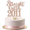 1 Pack 15th Birthday Cake Topper Glitter Straight Outta 2010 Fifteen Awesome Since 2010 Cake Pick 15 Fabulous Cupcake Decorations for 15th Birthday Wedding Anniversary Party Supplies Rose Gold view 1