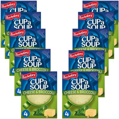 Instant Soup Bundle with Batchelors Cup a Soup Cheese & Broccoli 4 Sachets 92g - 10 Pack | Instant Cheese & Broccoli Soup, Low In Fat & Sugar, Suitable for Vegetarians.