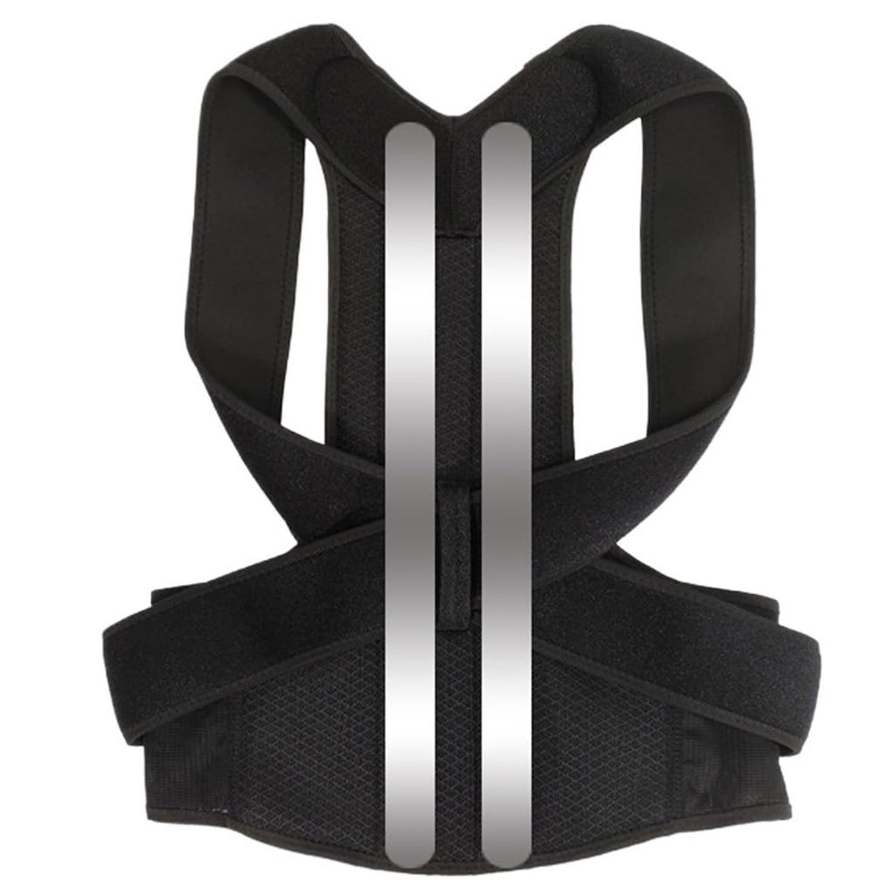 ZHCHAO Alloy Bar Posture Corrector Shoulder Back Brace Clavicle Support Slouching Hunching Adjustable Trainer Waist(XXL code)