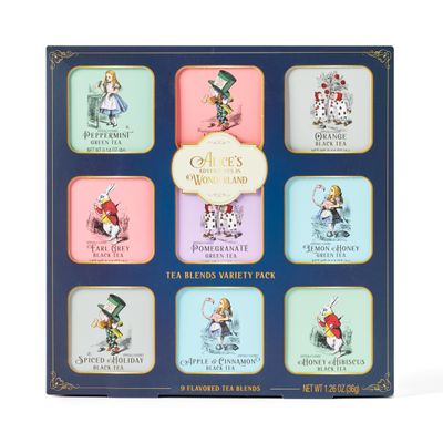 Alices Adventures in Wonderland, Assorted Tea Variety Pack, Includes 36 Tea Bags in 9 Flavors, Tea Gift Set Featuring Both Black and Green Teas