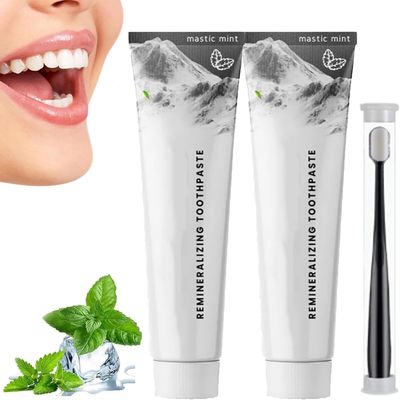 Larineco Toothpaste, Nano Hydroxyapatite Natural Remineralizing Toothpaste, Remineralizing Gum Chewing Gum Toothpaste, Organic Mastic Mint Toothpaste Gum, Tooth Care and Fresh Breath (2 Pcs)