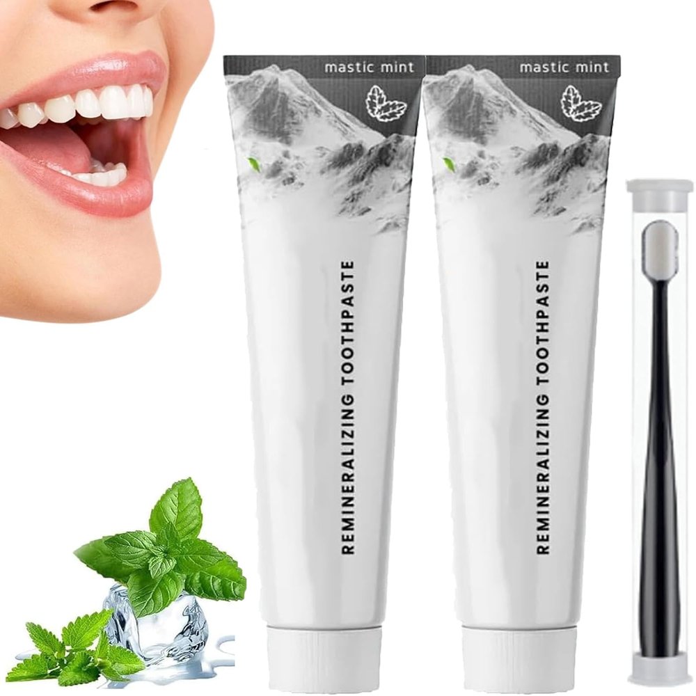 Larineco Toothpaste, Nano Hydroxyapatite Natural Remineralizing Toothpaste, Remineralizing Gum Chewing Gum Toothpaste, Organic Mastic Mint Toothpaste Gum, Tooth Care and Fresh Breath (2 Pcs)