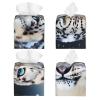 Blue Eyed Snow Leopard Printed Leather Tissue Box Cover Square Cute Tissue Box Holder Decorative Organizer for Bathroom Bedroom Office Car view 2