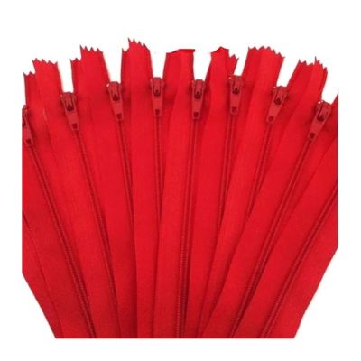 10pcs 3# 10 Cm/15cm/18cm/20cm/25cm/30cm/35cm/40cm/50cm/55cm/60cm Nylon Coil Zippers(Red,50CM_10PCS)