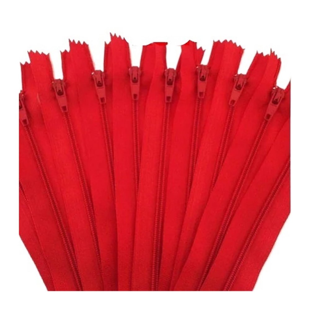 10pcs 3# 10 Cm/15cm/18cm/20cm/25cm/30cm/35cm/40cm/50cm/55cm/60cm Nylon Coil Zippers(Red,50CM_10PCS)