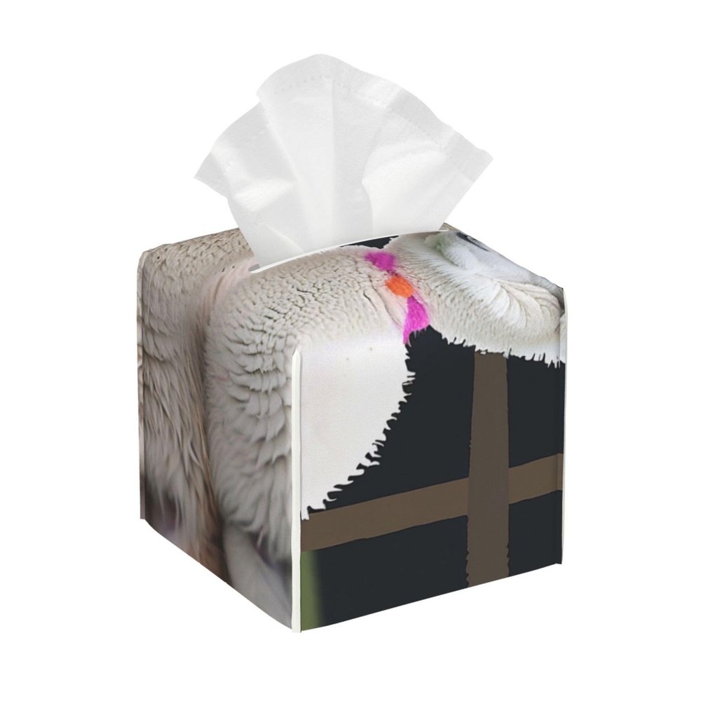 Cute Alpacas Printed Leather Tissue Box Cover Square Cute Tissue Box Holder Decorative Organizer for Bathroom Bedroom Office Car