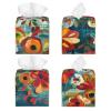 Abstract Floral Printed Leather Tissue Box Cover Square Cute Tissue Box Holder Decorative Organizer for Bathroom Bedroom Office Car view 2