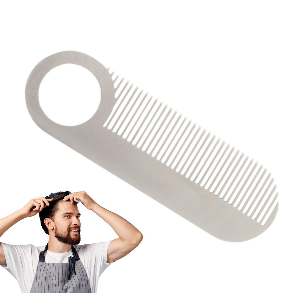 Metal Beard Comb Fine Tooth - Beard Mustache Comb - Travel Comb for Thinner Hair, Styling Comb, Dresser Hair Comb for Everyday Grooming