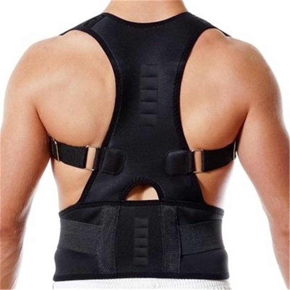 ZHCHAO Adjustable Magnetic Posture Back Support Corrector Belt Band Brace Shoulder Lumbar Strap(Small)