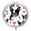 Pill Organizer Cute Round,Boston Terrier Heart Dog Printed Funny Pill Box Large 3 Compartment Weekly Monthly Travel Portable Pocket Purse Pill Container view 1