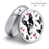 Pill Organizer Cute Round,Boston Terrier Heart Dog Printed Funny Pill Box Large 3 Compartment Weekly Monthly Travel Portable Pocket Purse Pill Container view 2