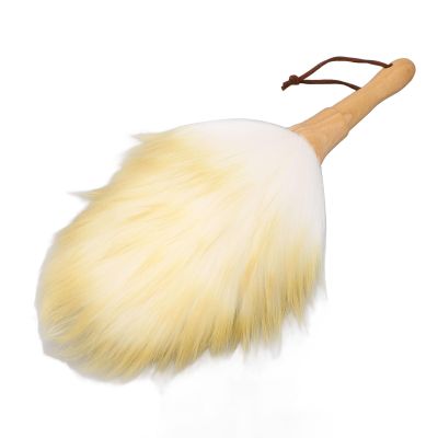 Lambswool Duster Soft Brush Wooden Handle Dusting Wand Musical Instrument Cleaning for Home Use (Short Handle)