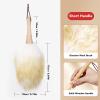 Lambswool Duster Soft Brush Wooden Handle Dusting Wand Musical Instrument Cleaning for Home Use (Short Handle) view 3