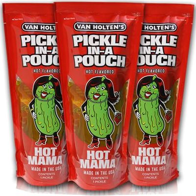 3x Van Holten's Pickle in a Pouch 3 Pack | Hot Mama, Big Papa, Garlic Joe, Sour Sis | American Pickles (Hot Mama 3 pack)