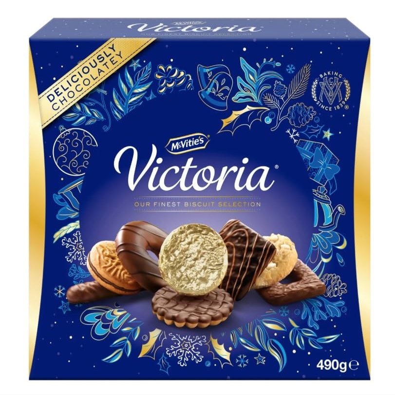 McVitie's Victoria Finest Biscuits Selection 490g | Assorted Luxury Box, Perfect for Christmas Gifting | Mouthwatering 8 varities of White, Milk, Dark orange, Dark Chocolate Biscuits (2 Boxes)