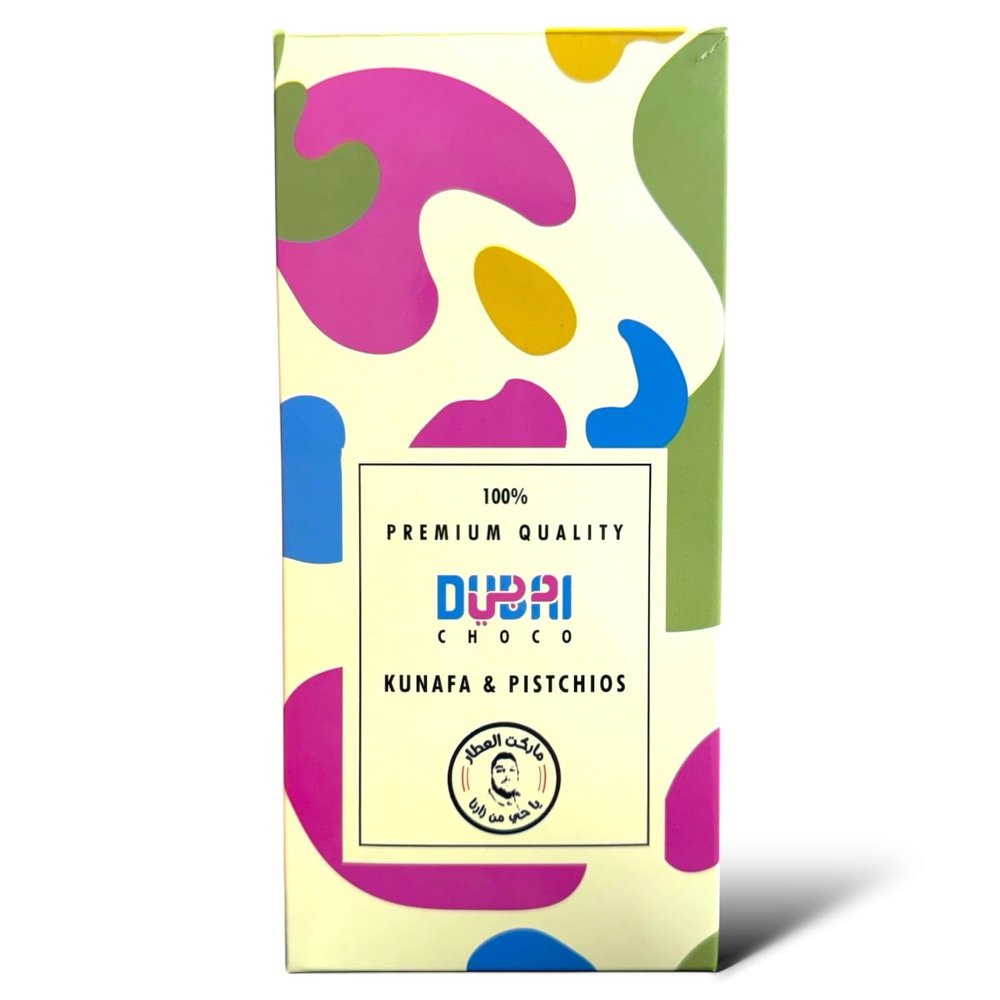 Dubai Pistachio Kunafa Chocolate Bar Authentic Middle Eastern Chocolate with Crispy Kunafa & Pistachio Cream Viral Dubai Treat (175g)