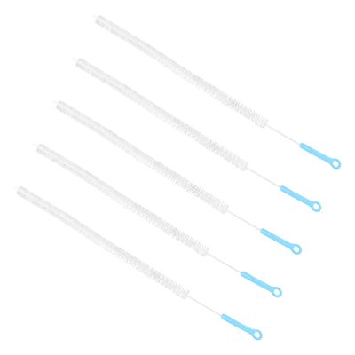 AUTSUPPL 5pcs Long Plumbing Brush Drain Cleaning Tool for Sink and Kitchen Drain, White Plastic, Easy-Grip Design for Removing Clogged Hair and Grime in Bathroom Pipes